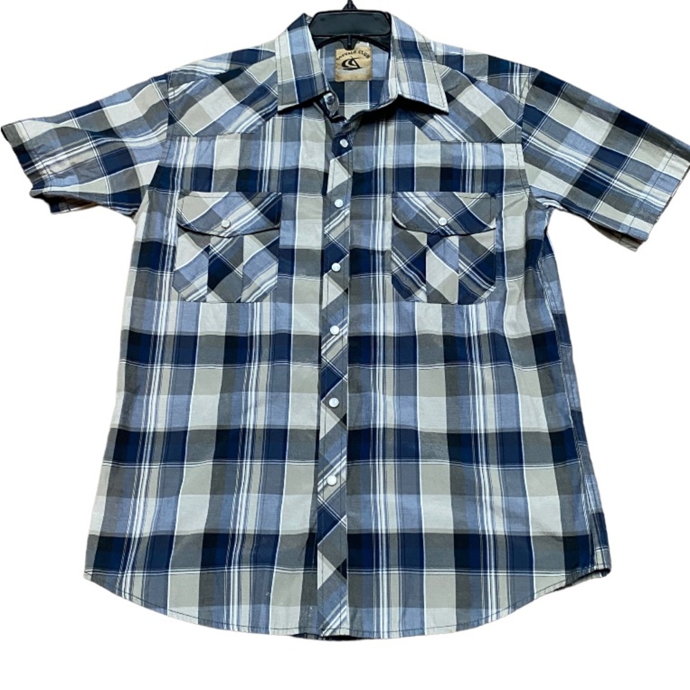 Coevals Club Short Sleeve Plaid Pear Snap Buttons Western Shirt‎